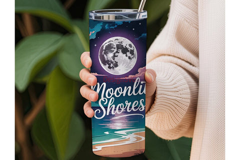 Moonlit Shores 20oz Tumbler Wrap Sublimation DesignSVG 