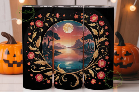 Moonlit Sunset Landscape 20oz Tumbler Sublimation PixelChick 
