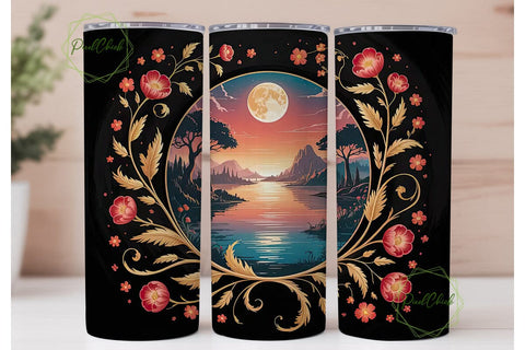 Moonlit Sunset Landscape 20oz Tumbler Sublimation PixelChick 