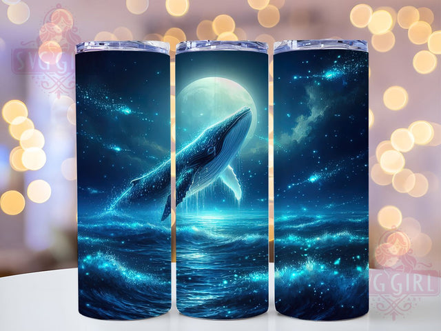 Moonlit Whale Ocean Tumbler, Whale Tumbler Design, 20oz Tumbler Wrap, Waterfall Tumbler, Ocean Tumbler, Sea Life Tumbler, Nature Tumbler Design Sublimation SvggirlplusArt 
