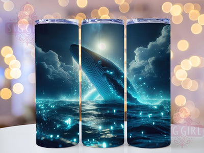 Moonlit Whale Ocean Tumbler, Whale Tumbler Design, 20oz Tumbler Wrap, Waterfall Tumbler, Ocean Tumbler, Sea Life Tumbler, Nature Tumbler Design Sublimation SvggirlplusArt 