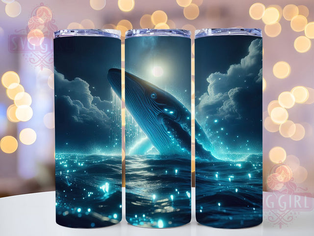 Moonlit Whale Ocean Tumbler, Whale Tumbler Design, 20oz Tumbler Wrap, Waterfall Tumbler, Ocean Tumbler, Sea Life Tumbler, Nature Tumbler Design Sublimation SvggirlplusArt 