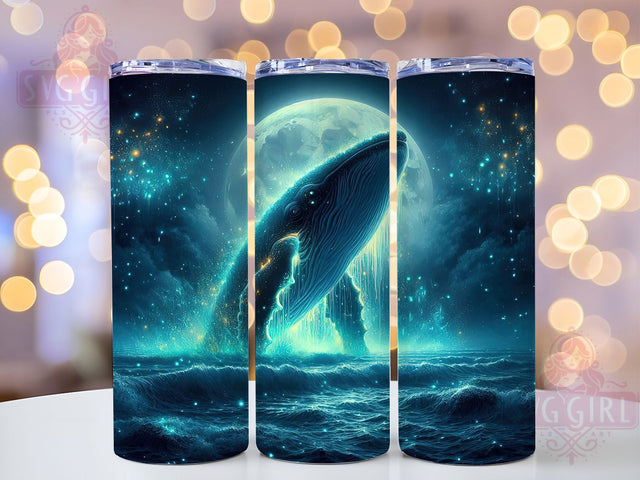 Moonlit Whale Ocean Tumbler, Whale Tumbler Design, 20oz Tumbler Wrap, Waterfall Tumbler, Ocean Tumbler, Sea Life Tumbler, Nature Tumbler Design Sublimation SvggirlplusArt 