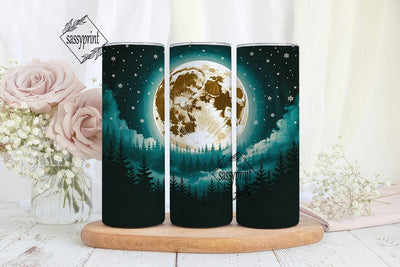 Moonlit Winter Forest 20oz Tumbler Wrap Sublimation sassyprint 