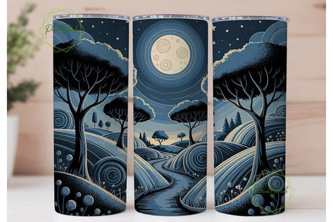 Moonlit Winter Path 20oz Tumbler Wrap Sublimation PixelChick 