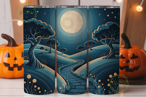 Moonlit Winter Path 20oz Tumbler Wrap Sublimation PixelChick 