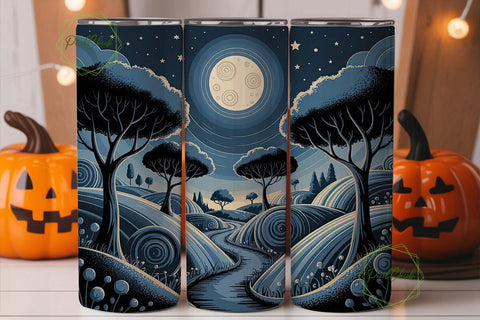 Moonlit Winter Path 20oz Tumbler Wrap Sublimation PixelChick 