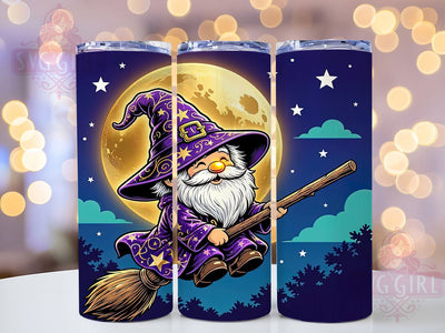 Moonlit Wizard Gnome Glow 20oz Tumbler, Gnome Motif, Wizard Theme, Moonlit Art Design, Glow Accent, Spooky Charm, Sublimation Wrap, 20oz Tumbler Sublimation SvggirlplusArt 