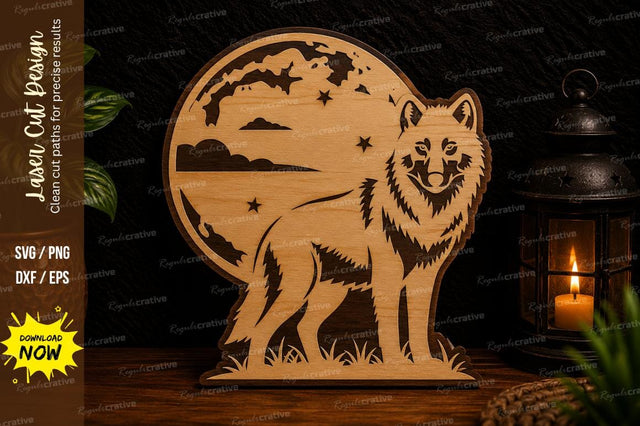 Moonlit Wolf Forest Laser Cut SVG Design SVG Regulrcrative 