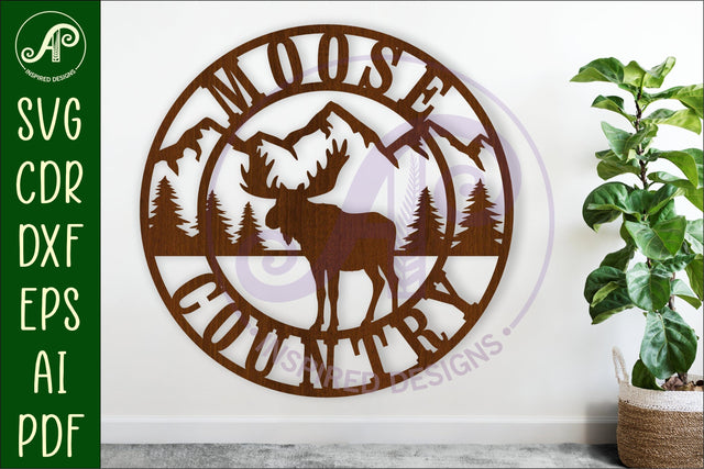 Moose country wall art sign, SVG file. vector SVG APInspireddesigns 