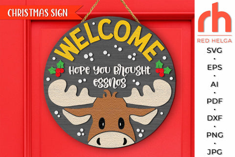 Moose Face Door Sign, Christmas Hanger Cut File, Xmas Decor SVG RedHelgaArt 