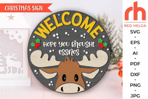 Moose Face Door Sign, Christmas Hanger Cut File, Xmas Decor SVG RedHelgaArt 