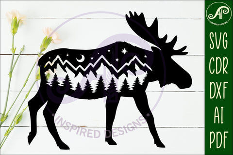 Moose forest scene wall art sign, SVG file. vector SVG APInspireddesigns 