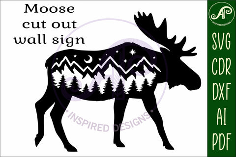 Moose forest scene wall art sign, SVG file. vector SVG APInspireddesigns 