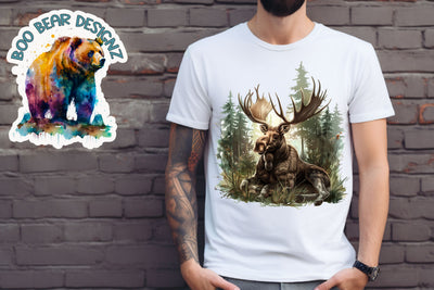 Moose in Nature Clipart Sublimation Boo Bear Designz 