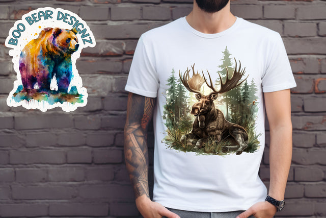 Moose in Nature Clipart Sublimation Boo Bear Designz 