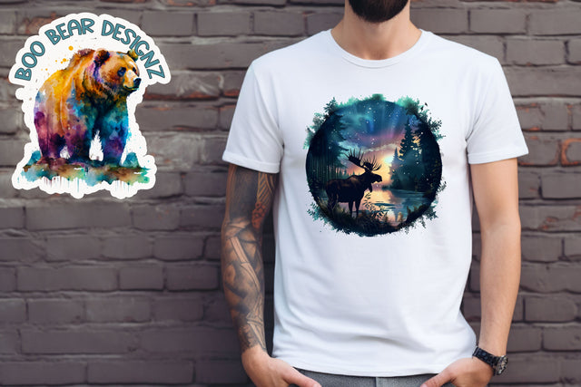 Moose in the Wilderness Clipart Sublimation Boo Bear Designz 