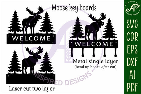 Moose Key holder designs for wood and metal SVG APInspireddesigns 