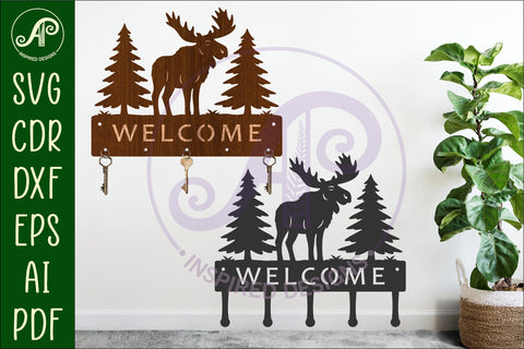 Moose Key holder designs for wood and metal SVG APInspireddesigns 