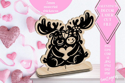 Moose Love Valentine Ornament Laser Cut SVG v1 SVG Sintegra 