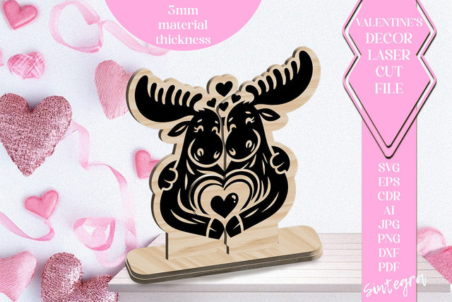 Moose Love Valentine Ornament Laser Cut SVG v3 SVG Sintegra 