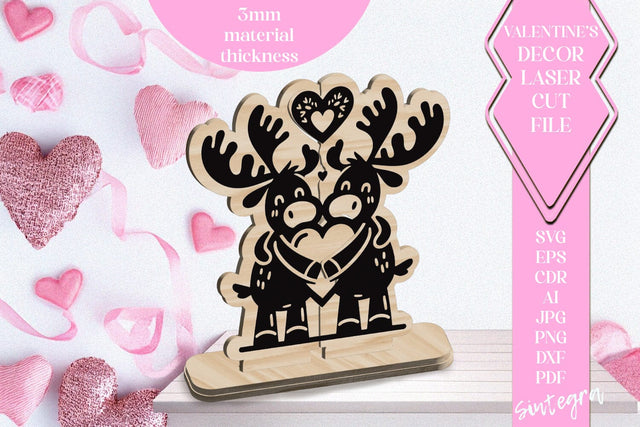 Moose Love Valentine Ornament Laser Cut SVG v6 SVG Sintegra 