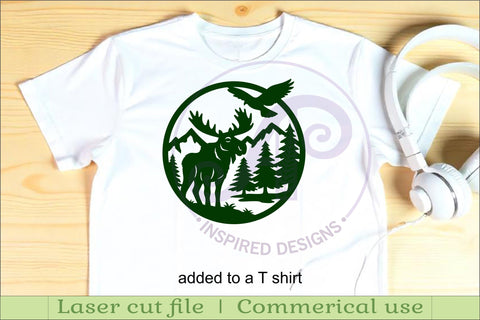 Moose mountain scene wall sign svg laser cut SVG APInspireddesigns 