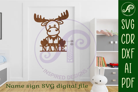 Moose Name sign SVG laser cut template digital SVG APInspireddesigns 