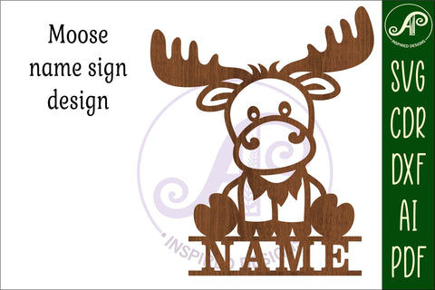 Moose Name sign SVG laser cut template digital SVG APInspireddesigns 