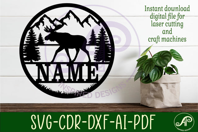 Moose name wall art sign, SVG file SVG APInspireddesigns 