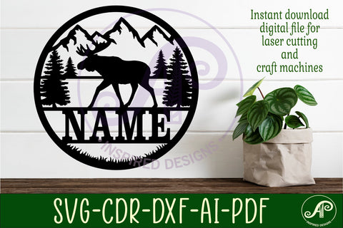 Moose name wall art sign, SVG file SVG APInspireddesigns 