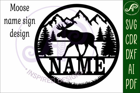 Moose name wall art sign, SVG file SVG APInspireddesigns 