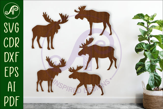 Moose Silhouette laser cut wall art SVG APInspireddesigns 