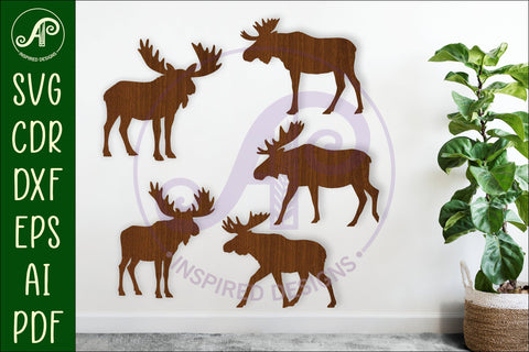 Moose Silhouette laser cut wall art SVG APInspireddesigns 