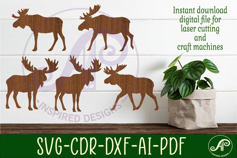 Moose Silhouette laser cut wall art SVG APInspireddesigns 