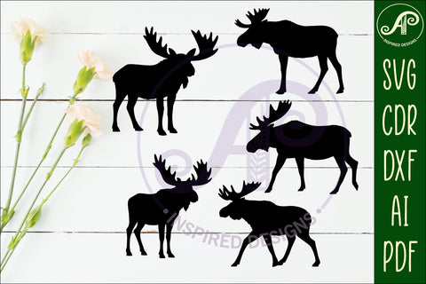 Moose Silhouette laser cut wall art SVG APInspireddesigns 