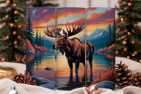 Moose Sunset 20oz Tumbler Wrap Sublimation DesignSVG 