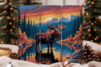 Moose Sunset 20oz Tumbler Wrap Sublimation DesignSVG 