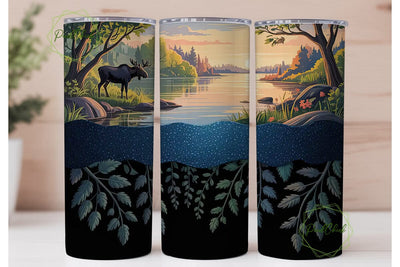 Moose Sunset 20oz Tumbler Wrap Sublimation PixelChick 