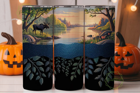 Moose Sunset 20oz Tumbler Wrap Sublimation PixelChick 