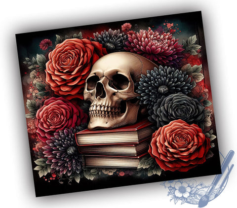 Morally Grey 20oz Skinny Tumbler PNG, Skull Floral Book Lover Tumbler Sublimation Wrap, Straight & Tapered Tumbler Wrap, Instant Digital Download Sublimation ToriDesigns 
