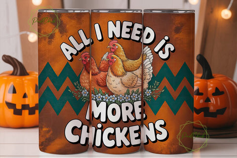 More Chickens 20oz Tumbler Wrap Sublimation PixelChick 
