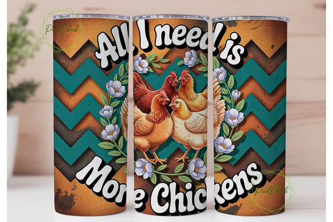 More Chickens 20oz Tumbler Wrap Sublimation PixelChick 