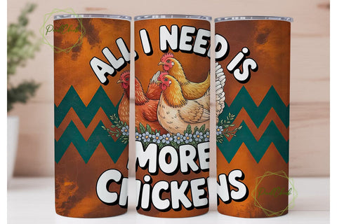 More Chickens 20oz Tumbler Wrap Sublimation PixelChick 