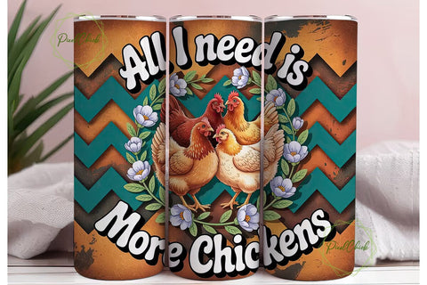 More Chickens 20oz Tumbler Wrap Sublimation PixelChick 