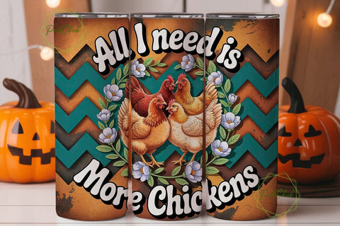 More Chickens 20oz Tumbler Wrap Sublimation PixelChick 