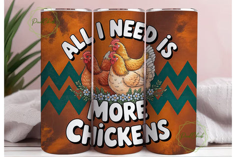 More Chickens 20oz Tumbler Wrap Sublimation PixelChick 