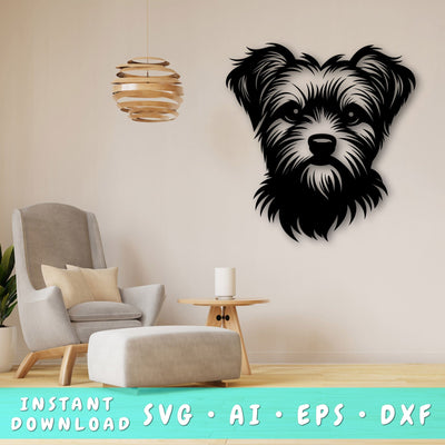 Morkie Laser SVG Cut File, Morkie Glowforge File, Morkie DXF, Morkie Wall Art SVG SVG HappyDesignStudio 