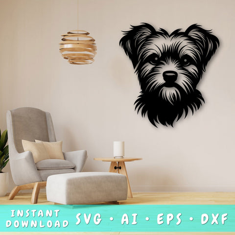 Morkie Laser SVG Cut File, Morkie Glowforge File, Morkie DXF, Morkie Wall Art SVG SVG HappyDesignStudio 