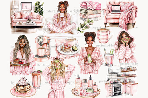 Morning Routine Clipart | Self Care Graphics SVG GlamArtZhanna 